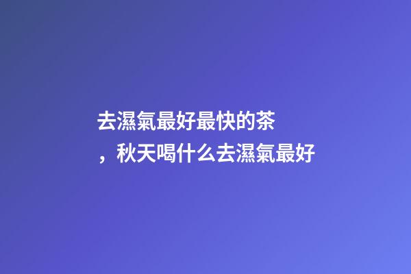去濕氣最好最快的茶，秋天喝什么去濕氣最好-第1張-觀點-玄機派